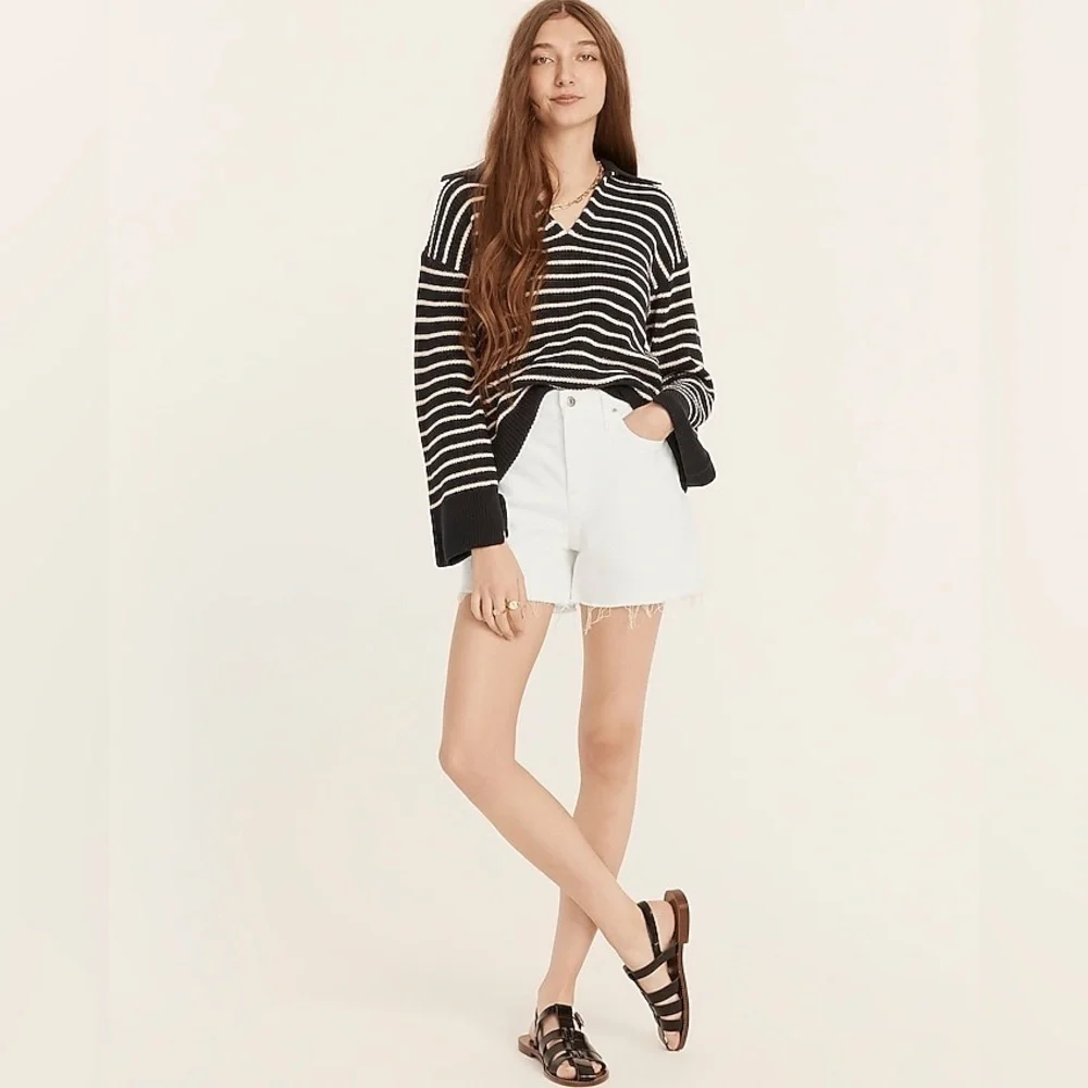J Crew NWT High-rise denim short in white BF382